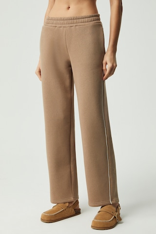 Sharıd Kadın Relaxed Biyeli Geniş Paça Vizon Eşofman Altı