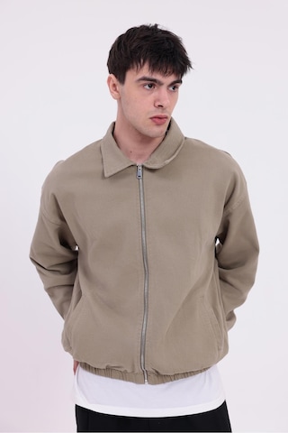 Erkek Gabardin Kumaş Fermuarlı Oversize Beli Lastikli Mevsimlik Ceket-265 Haki