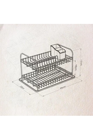Geseus Home İki Katlı Tabaklık Bulaşıklık Krom Şeffaf Kb007