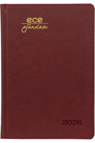 Ece Ajandası Kemer 2026 Bordo - Günlük Çizgili Sert Kapak 14x20 Bordo