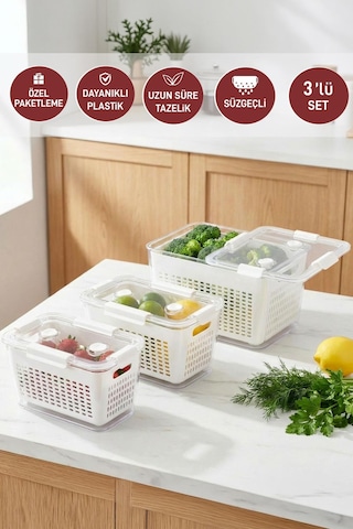 Selka Home Lavin 3'lü Saklama Kabı ( 2-4- 7 Lt. )