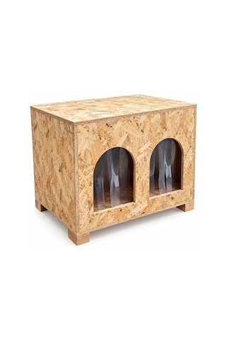 Reyo 2 Bölmeli Yetişkin Kedi Evi, Kedi Barınağı, Sokak Hayvanları İçin Kedi Barınağı, Kedi Yuvası, Rüzgar ve Soğuğa Dayanıklı Ahşap 61x41x36 cm CAT50