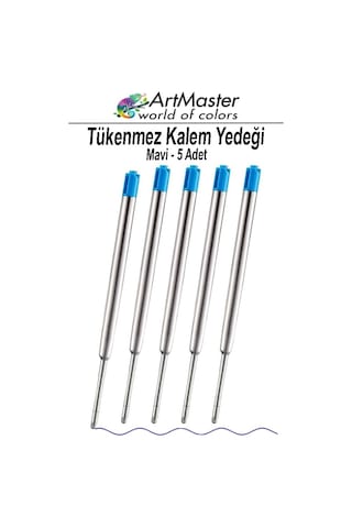 Tükenmez Kalem Yedeği Mavi 5 Adet Metal Tükenmez Kalem İçi Mavi Yedek Tükenmez Ofis Jel Kalem İçi Kalem İçi Okul Mavi