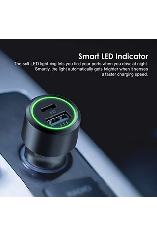 Maiyame Oraimo Araba Şarj Cihazı 36w Pd+qc3.0 Hızlı Şarj, Çift Usb Usb-a+type-c , Led Işık, 5v-2.4a, Alüminyum Gövde, Aşırı Akım Koruması