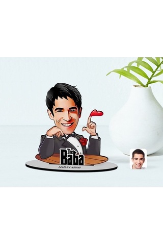 Kişiye Özel Godfather Baba Karikatürlü Ahşap Biblo Model-6