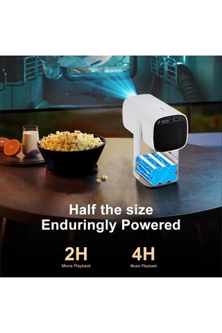 4k Kablosuz Projektör Ultra Hd 4 Saat Şarj Kapasitesi 300 Ansı Wifi 6 Bluetooth 5.2uzaktan Kumandalı Beyaz