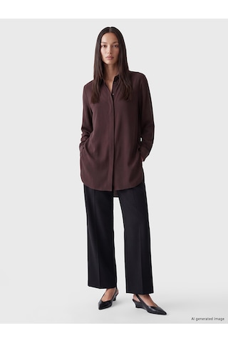 Lcw Everyday Kahverengi Gabardin Kadın Gömlek Tunik