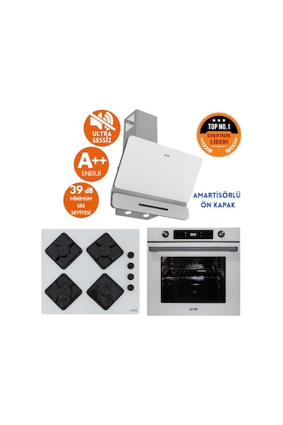 Afm Tech Ve Ferre Aov Sessiz Turbo Dijital Beyaz D081-SA + FM7701 + FM-BD2201 Ankastre Set