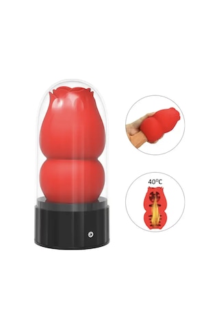 Carmine Gül Model Su Geçirmez Isıtmalı Mastürbatör