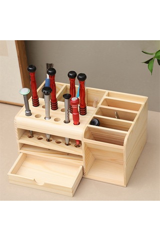 Anjiexun Cep Telefonu Ve Masaüstü İçin Çok Bölmeli Ahşap Saklama Kutusu Diğer