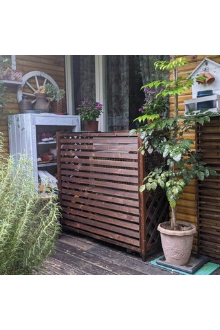 Büyük Dış Mekan Klima Kapağı Ve Çit Perdesi, Balkon Ve Bahçe İçin Masif Ahşap Dekoratif Çiçek Rafı, Kolay Kurulum L110xg50xy85cm Diğer
