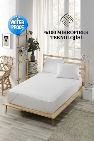 Sıvı Geçirmez Alez Mikro 4 Köşe Lastikli Yatak Koruyucu Beyaz Tek Kişilik