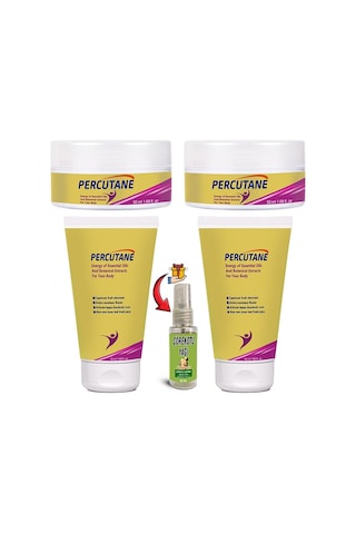 Percutane 2şerli Set: Tüp + Kavanoz Kapsikum Arnika Montana Dulavratotu Kökü Kremi 50ml + Çörekotu Yağı Vücut Masaj Seti