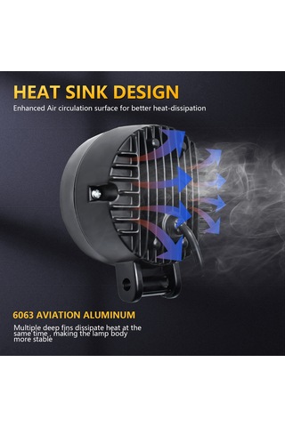 Youtek Motosiklet Led Farları, 60w 6000k Ip68, 3 Mod Yakın-uzak Işık, Drl , Alüminyum Gövde, 2 Adet Set