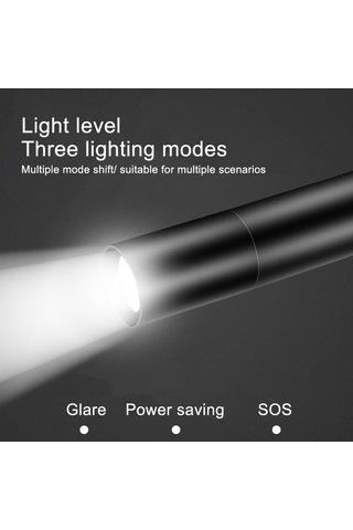 Soulader Kompakt Usb Şarjlı El Feneri, 600mah Pil Ömrü, Zoom Özellikli Mini Kamp Lambası, Taşınabilir Aydınlatma, Seyahat Ve Acil Durumlar İçin Pratik Fener Siyah