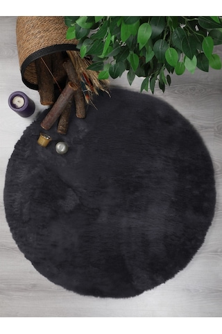 Dekoratif Tavşan Tüyü Ultra Yumuşak Peluş Yuvarlak Halı 001
