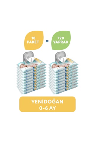 Uni Baby Yenidoğan Islak Havlu Mendil 18 x 40'lı