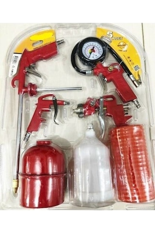 Makro 5 Parça Havalı Alet Seti Boya Mazot Tabancası Hava Hortumu