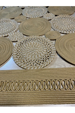 Mavaux Violaceae Jüt Hasırlı Örgü Kilim Bej