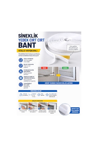 Yedek Cırt Bant Yapışkanlı Sineklik Bandı 5.6 Metre