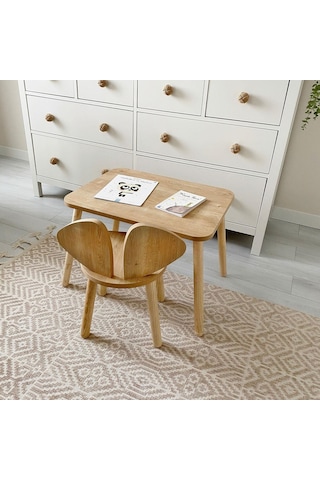 Montessori Çocuk Masası 1 Masa & 1 Mickey Sandalye Kahverengi