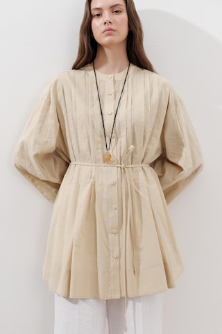 Nervürlü Geniş Kollu Tunik Sarı Sarı