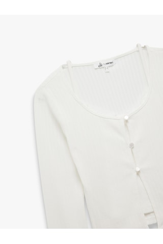 Koton Düğme Detaylı Uzun Kollu Slim Fit Tişört Ekru 5sal10586ık Ekru