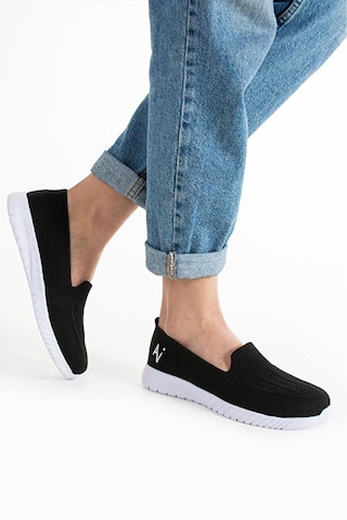 Adımist Kadın Örme Ses Yapmaz Ortopedik Rahat Hafif Günlük Sneaker Ayakkabı Siyah-beyaz