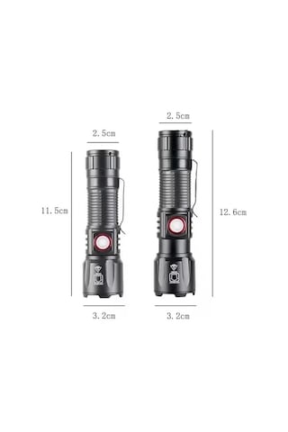 Ws-2828 Ultra Usb Şarjlı Polis El Feneri, Bekçi, Asker El Feneri Kırmızı Mavi Çakarlı 1000 Lümen 5264