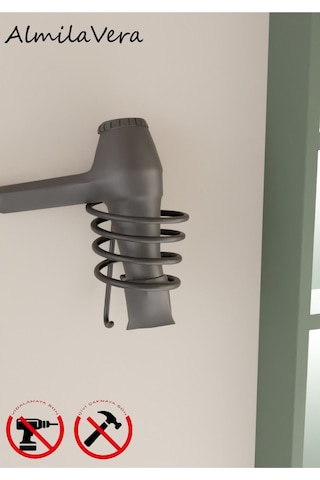 Siyah Yapışkanlı Kare Fön Makinesi Askısı Saç Kurutma Makinesi Tutacağı Çok Renkli