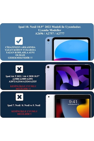Ipad Uyumlu 10. Nesil 2022 10.9" Nano Kırılmaz Ekran Koruyucu Kırılmaz Şeffaf Cam Koruyucu Tam Uyumlu