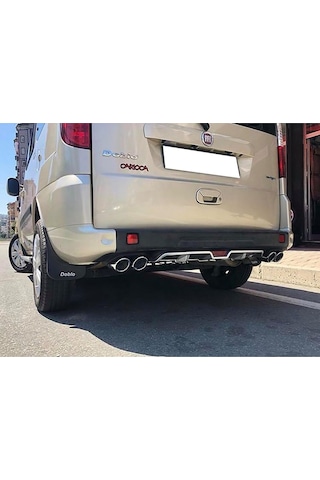 Fiat Doblo Uyumlu Siyah Difüzör 4 Krom Egzoz Görünümlü Difizör Arka Ek Body Kit 2001 - 2012