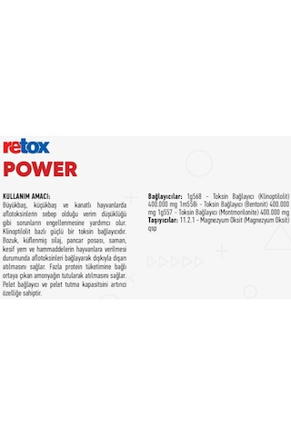 Retox Power Verim Düşüklüğü İçin Hayvan Yem Katkı 25 Kg Kraft