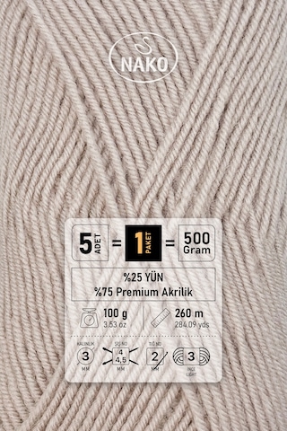 Süper İnci - 3079 Pembeli Gri - 5'li Paket - 100gr/250m - Bebek İpi - Anti Pilling Tüylenmez İp