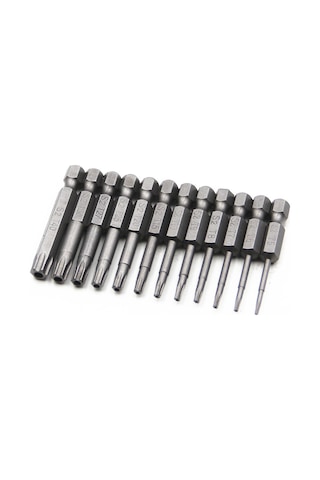 Suofeng 12 Parça S2 Çelik Boş梅花 Uçlu Tornavida Seti - 50mm Uzunluk, Hex Kolu, T5-t40 Boyutları