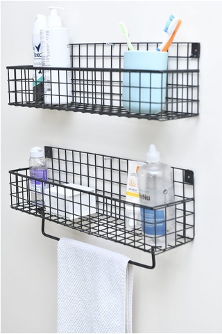 Metal Mutfak Banyo Duvar Havluluk Rafı 2’Li Set Wd 239 Siyah