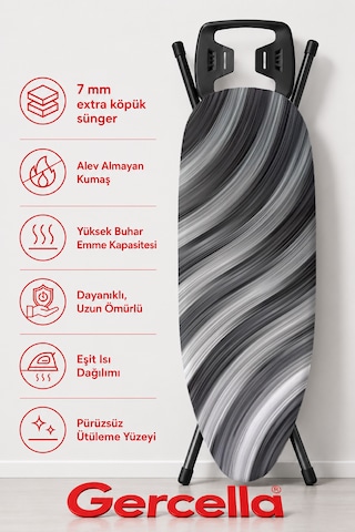 Hediyeli Lucky Ütü Masası Kılıfı Bezi Örtüsü Açık Gri