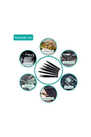 Tangshopping Esd Anti-statik Paslanmaz Çelik Cımbız Hassas Bakım Endüstriyel Tamir Kavisli Alet Ev Çalışma Modeli Yapımı El Aleti