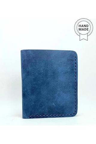 El Yapımı Hakiki Deri Premium Cüzdan Lacivert