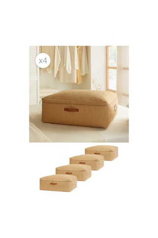 Ocean Home Textile 4'lü Büyük Boy Jüt Baza Altı Hurç Set 62 X 46 X 22 Cm Naturel