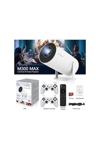 M300 Max Oyun Projektörü 2 İn 1 Joystick 4k 64gb Tf Card Android 11 Wifi Retro Video Oyunu Konsolu