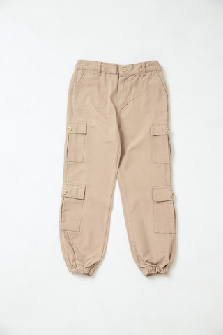 Gabardin Çoçuk Ünisex Kargo Pantolon Açık Kahverengi