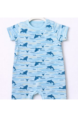 For My Baby Yazlık Desenli Erkek Bebek Tulum Mavi