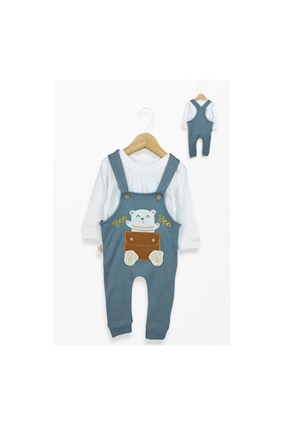 Kidskingdom Mavi Renk Erkek Bebek & Çocuk Pamuklu 2 Parça Tulum Mavi