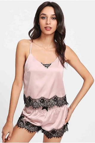 Merry See Dantel Işlemeli Saten Sortlu Gecelik Takım (405171404)