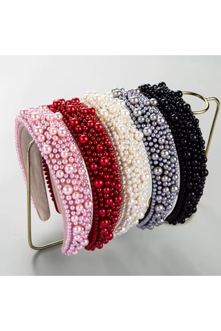 Dofolink Kuru Saçta Da Sabit Kalabilen Esnek Lastik Yapımı Büyük İçinaklı İki Renkli İpek Telli El Yapımı Süslenmiş Saç Bandı E