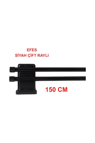 Efes Ahşap Başlıklı Alüminyum Kanallı ''çift Raylı'' Modern Rustik-siyah 150 Cm Siyah