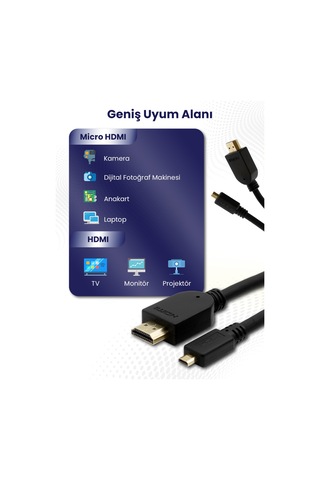 Ttaf Micro Hdmı To Hdmı 4K 60 Hz Görüntü Ve Ses Aktarım Kablosu 1,5 M