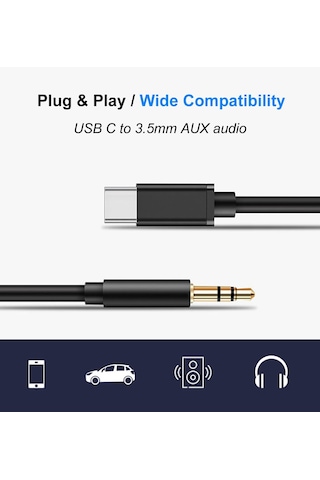 Ktools Sound Usb-c To Type-c 3.5 Mm Aux Kablo Siyah