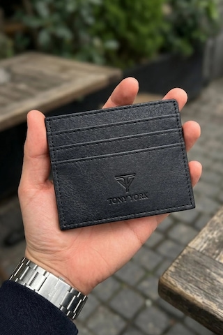 Tony York Orijinal Unisex Süper Slim Özel Kutulu 6 Kredi Kartlı 1 Para Bölmeli İnce Lüks Yumuşak Deri Kartlık siyah